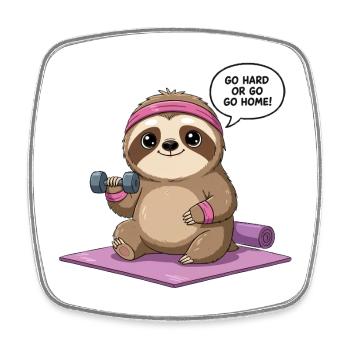 Adorable Workout Sloth Design - Square fridge magnet - white - Front
