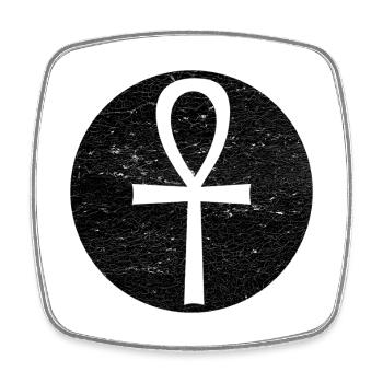 Croix égyptienne Ankh dans cercle noir - Magnet carré - blanc - Devant