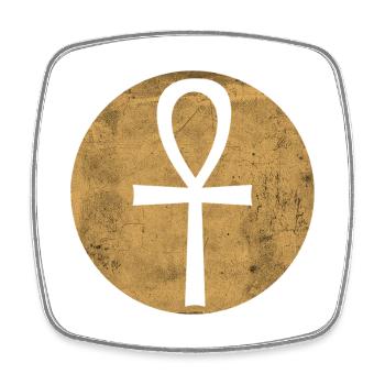 Croix égyptienne Ankh dans cercle doré - Magnet carré - blanc - Devant