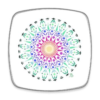 Mandala Lebensfreude - Viereckiger Kühlschrankmagnet - Weiß - Vorne