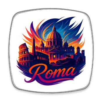 Rome Roma Capital Italy Silhouette Gift - Square fridge magnet - white - Front
