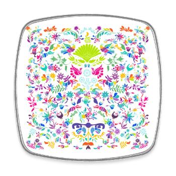 Bunte Tier- und Pflanzen Otomi Ornament - Viereckiger Kühlschrankmagnet - Weiß - Vorne