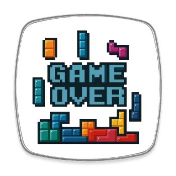 Pixel-Art Game Over Design - Viereckiger Kühlschrankmagnet - Weiß - Vorne