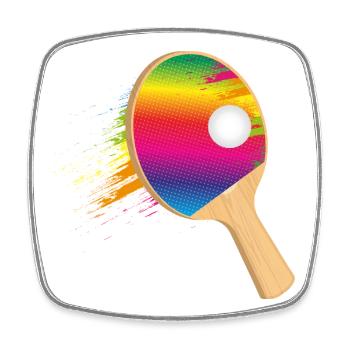 Raquette de ping-pong colorée avec balle – sportive - Magnet carré - blanc - Devant