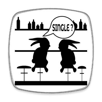 FUNNY SINGLE RABBIT - Square fridge magnet - white - Front