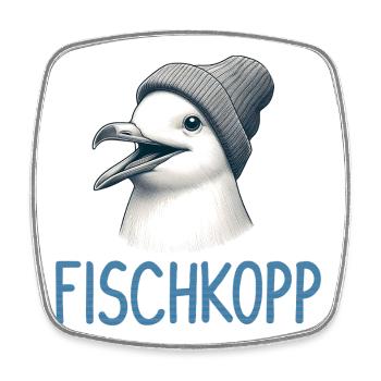 Moin Möwe Vogel Fischkopp Hamburg Beanie Mütze - Viereckiger Kühlschrankmagnet - Weiß - Vorne