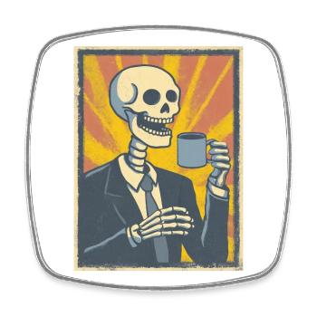 Kaffee oder Grab – was soll’s! - Viereckiger Kühlschrankmagnet - Weiß - Vorne