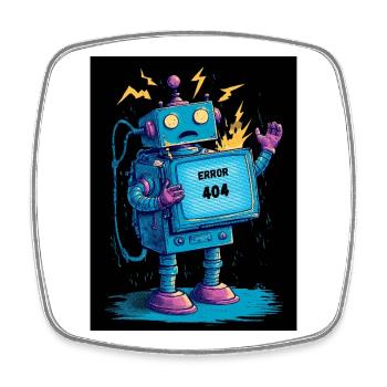 404 Bot – Gehirn nicht gefunden - Viereckiger Kühlschrankmagnet - Weiß - Vorne