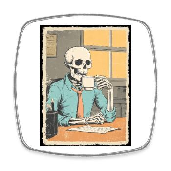 Tot aber motiviert (Kaffee sei Dank) - Viereckiger Kühlschrankmagnet - Weiß - Vorne
