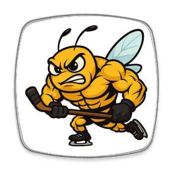 Aggressive Biene Eishockey Coach Winter Team - Viereckiger Kühlschrankmagnet - Weiß - Vorne