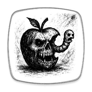 Doom Worm - Square fridge magnet - white - Front
