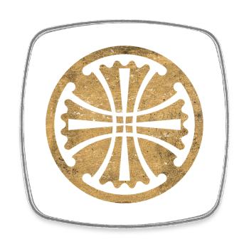 Canterbury Cross in a Golden Circle - Square fridge magnet - white - Front
