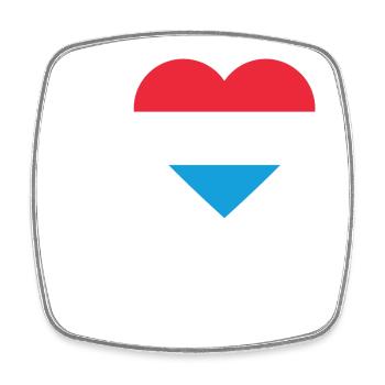 Luxemburg Herz-Flagge - Viereckiger Kühlschrankmagnet - Weiß - Vorne