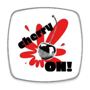Cherry on! - Square fridge magnet - white - Front