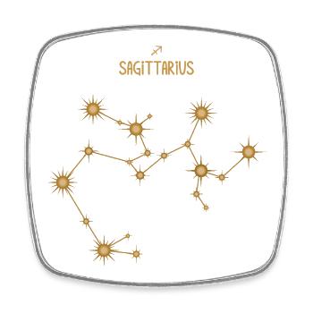 Signe du zodiaque Sagittaire Constellation d’étoiles Doré - Magnet carré - blanc - Devant