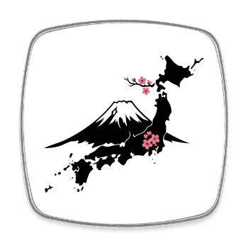 Mount Fuji with Cherry Blossoms - Square fridge magnet - white - Front
