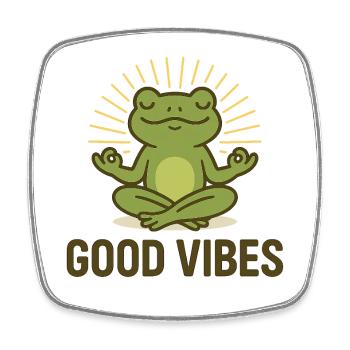 Positive Vibes – Meditierender Frosch im Zen-Modus - Viereckiger Kühlschrankmagnet - Weiß - Vorne