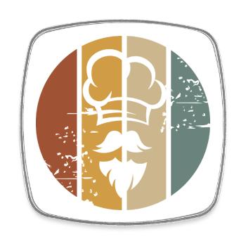 retro bakery and chef icon - restaurants logo - Square fridge magnet - white - Front