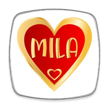 MÄDCHENNAME MILA HEART - Viereckiger Kühlschrankmagnet - Weiß - Vorne
