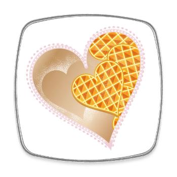 Heart waffles with powdered sugar and lace rim - Square fridge magnet - white - Front