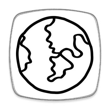 Planète Terre Doodle de l’espace - Magnet carré - blanc - Devant