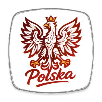 Polen Polska Adler Flagge Fahne grafisch Geschenk - Viereckiger Kühlschrankmagnet - Weiß - Vorne