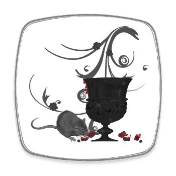 Kelch mit ratte, gothic design - Viereckiger Kühlschrankmagnet - Weiß - Vorne