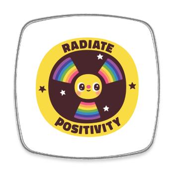 Niedliche Strahlung Symbol Strahlt Positivität aus Lustig - Viereckiger Kühlschrankmagnet - Weiß - Vorne