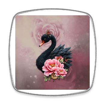 A touch of pink and the glow of a swan. - Square fridge magnet - white - Front