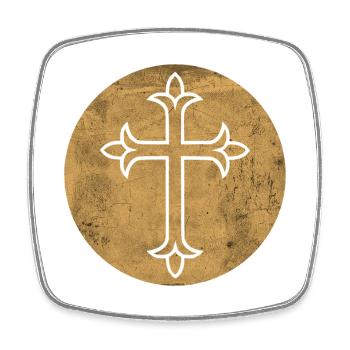 West Syriac Cross in Golden Circle - Square fridge magnet - white - Front