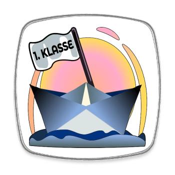 Einschulung Schulanfang Papierboot - Viereckiger Kühlschrankmagnet - Weiß - Vorne