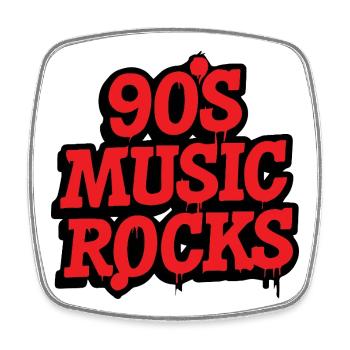 90's Music Rocks - Square fridge magnet - white - Front