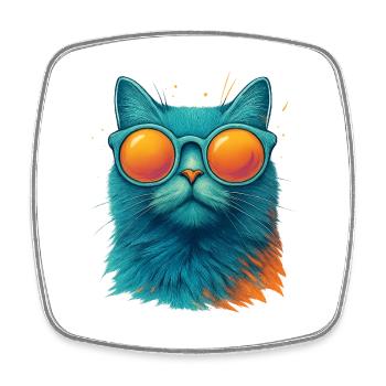 Cool Cat in Sunglasses - Square fridge magnet - white - Front