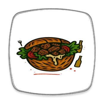 Coffee and cake illustration - Square fridge magnet - white - Front