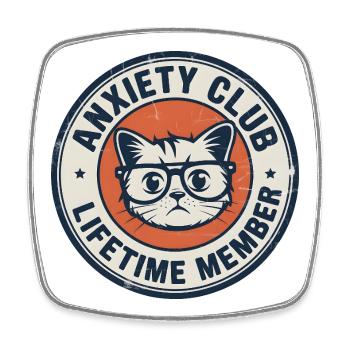 Cat Anxiety Club – Lebenslanges Mitglied - Viereckiger Kühlschrankmagnet - Weiß - Vorne