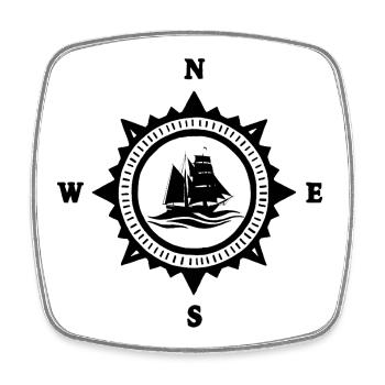 Das schwarze Boot und der Kompass - Viereckiger Kühlschrankmagnet - Weiß - Vorne