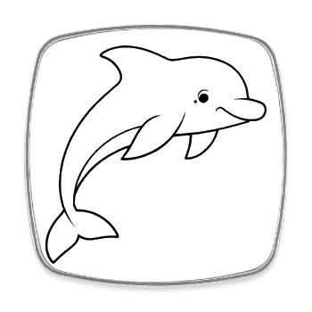 Minimalistic Dolphin - Viereckiger Kühlschrankmagnet - Weiß - Vorne