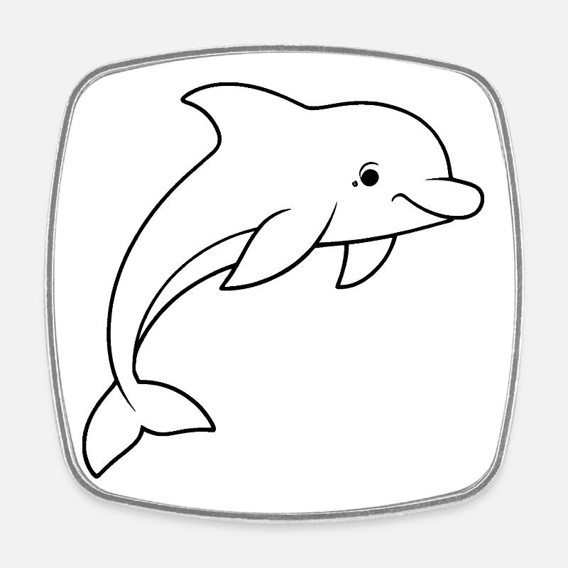 Dauphin minimaliste - Magnet carré - blanc