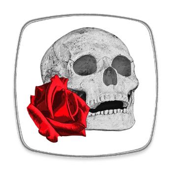 menschenschädel, rosenblüte, goth - Viereckiger Kühlschrankmagnet - Weiß - Vorne