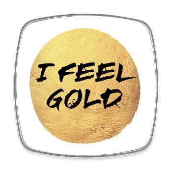 Gold Yoga Kreis Sonne Feeling exklusiv Meditation - Viereckiger Kühlschrankmagnet - Weiß - Vorne