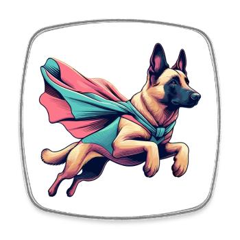 Super chien Berger Belge Cape Cadeau - Magnet carré - blanc - Devant