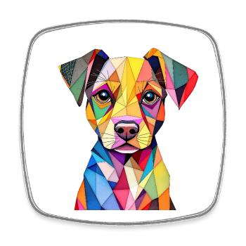 Colorful Geometric Pop Art Dog - Square fridge magnet - white - Front