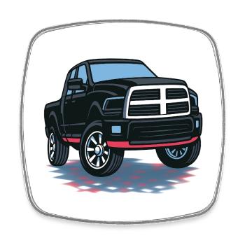 Black Pickup Ram - Square fridge magnet - white - Front