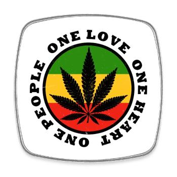 Peace and Love Rasta Leaf Design - Square fridge magnet - white - Front