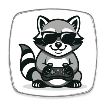 Gambler raccoon - Square fridge magnet - white - Front