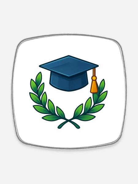 Academic Degree Wreath Design - Square fridge magnet - white