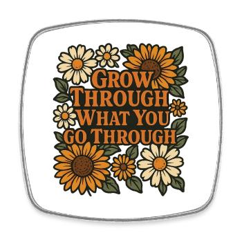 Blumenmuster mit motivierendem Zitat - Viereckiger Kühlschrankmagnet - Weiß - Vorne