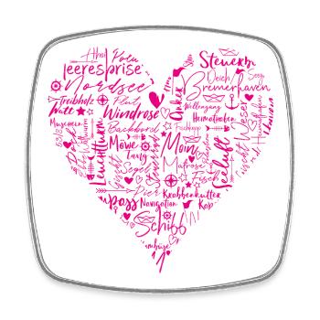 Maritime heart, magenta - Square fridge magnet - white - Front