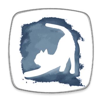 katzensilhouette mit HG gestreckt - Viereckiger Kühlschrankmagnet - Weiß - Vorne