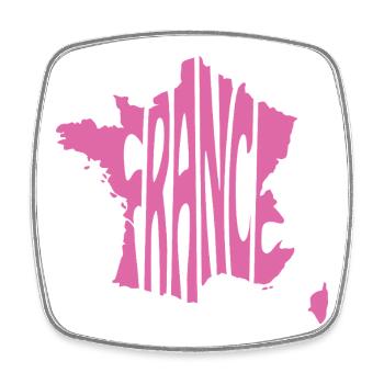 Carte de la France - Magnet carré - blanc - Devant